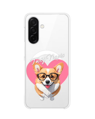 Etui do Samsung Galaxy A26 5G z MagSafe przeźroczyste, silikonowe Flexi, Puppy Love, pies rasy Corgi