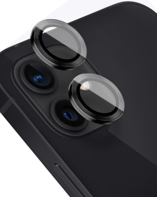 Metalowa osłona obiektywu aparatu ze szkła hartowanego 9H do iPhone 12, 1 zestaw, czarna