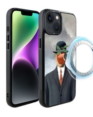 Etui do iPhone 14 IBIZU DropGuard Matt z MagSafe, Rene Magritte, syn człowieczy