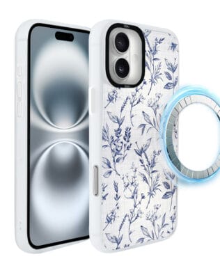 Etui do iPhone 16 Plus IBIZU DropGuard Matt z MagSafe, Pastel Bloom, Lazurowe szepty