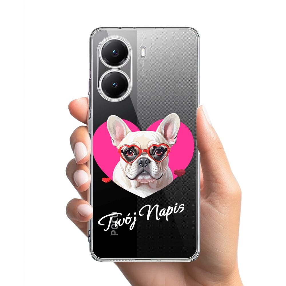 Etui do Xiaomi POCO X7 Pro przeźroczyste, silikonowe Flexi, Puppy Love, pies rasy Buldog Francuski - obrazek 2