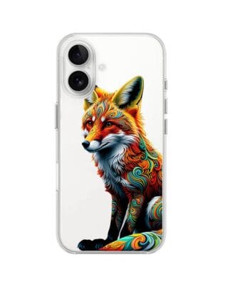 Etui do iPhone 16 Plus przeźroczyste, silikonowe Flexi, Dzika Mandala, Lis