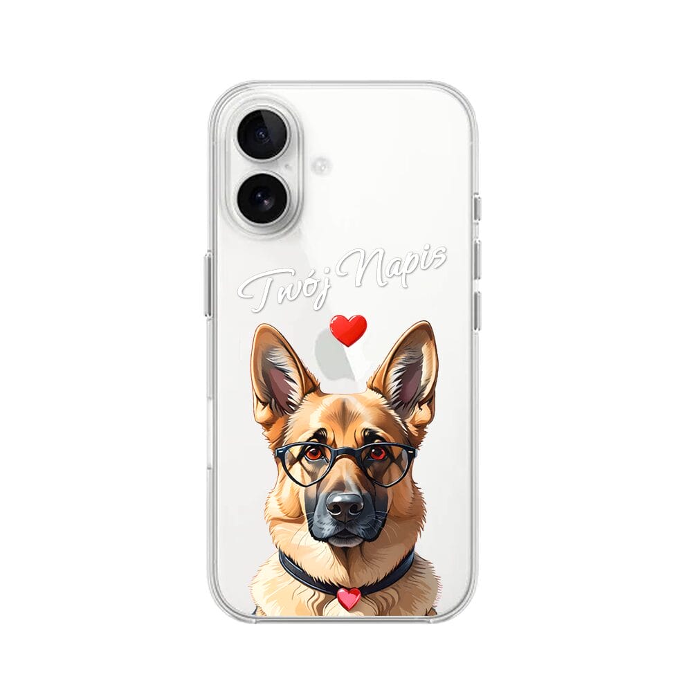 Etui do iPhone 16 Plus przeźroczyste, silikonowe Flexi, Puppy Love, pies rasy Owczarek Niemiecki