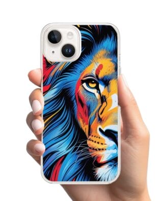Etui do iPhone 13 przeźroczyste, silikonowe Flexi, Dzika Mandala, Lwie spojrzenie