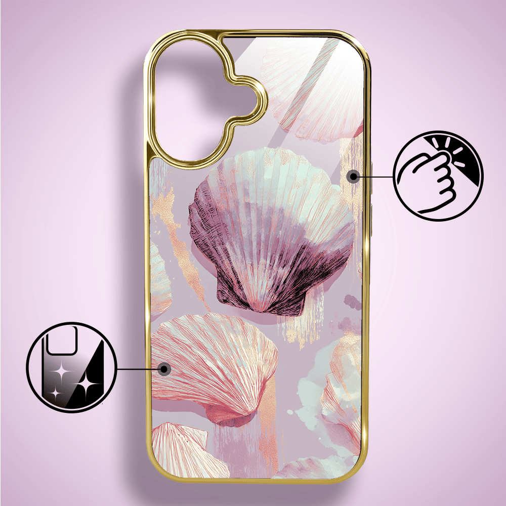 Etui do iPhone 16 IBIZU Elite Glass z MagSafe, Morze, Perłowa Muszla, złote - obrazek 2