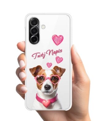 Etui do Samsung Galaxy A26 5G przeźroczyste, silikonowe Flexi, Puppy Love, pies rasy Jack Russell Terrier