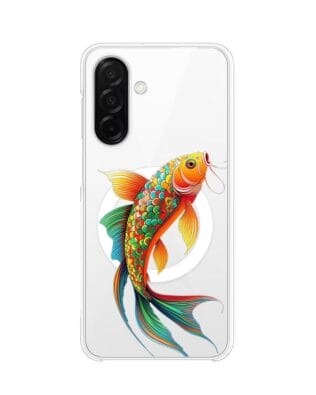 Etui do Samsung Galaxy A26 5G z MagSafe przeźroczyste, silikonowe Flexi, Dzika Mandala, Złota ryba