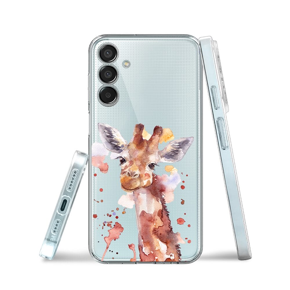 Etui do Samsung Galaxy M15 5G przeźroczyste, silikonowe Flexi, Akwarelowe Zoo, Żyrafa - obrazek 3