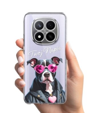 Etui do Xiaomi Redmi Note 14 Pro 4G przeźroczyste, silikonowe Flexi, Puppy Love, pies rasy Amstaff