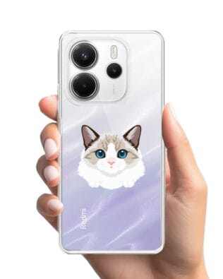 Etui do Xiaomi Redmi Note 14 5G przeźroczyste, silikonowe Flexi, kot birmański