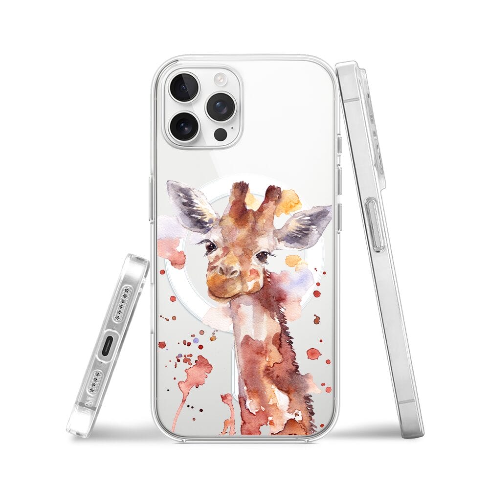 Etui do iPhone 12 Pro Max z MagSafe przeźroczyste, silikonowe Flexi, Akwarelowe Zoo, Żyrafa - obrazek 3