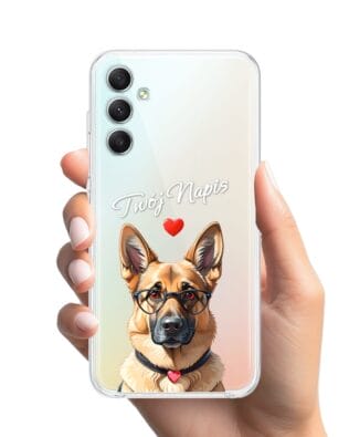 Etui do Samsung Galaxy A34 5G przeźroczyste, silikonowe Flexi, Puppy Love, pies rasy Owczarek Niemiecki