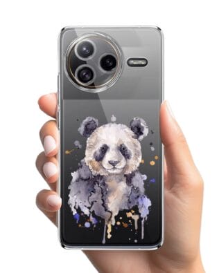 Etui do Xiaomi POCO F7 Ultra przeźroczyste, silikonowe Flexi, Akwarelowe Zoo, Panda