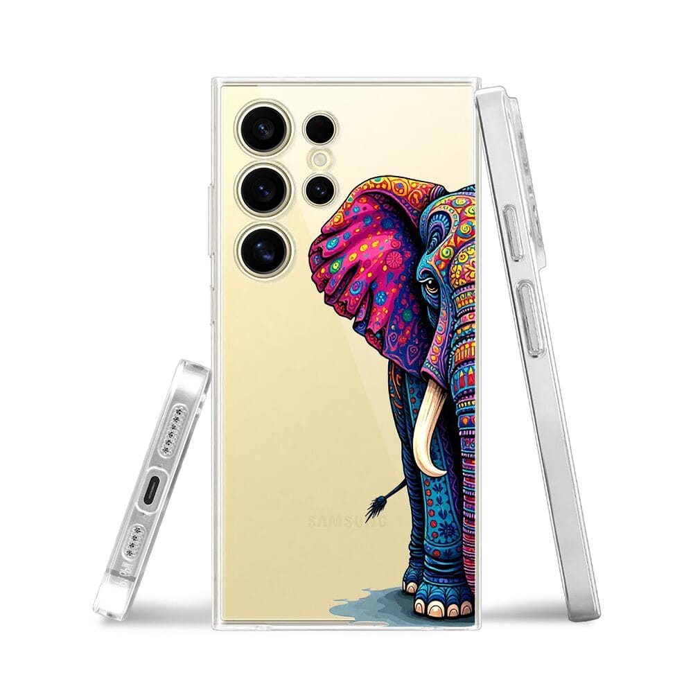 Etui do Samsung Galaxy S24 Ultra przeźroczyste, silikonowe Flexi, Dzika Mandala, Słoń - obrazek 3