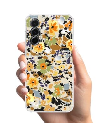 Etui do Samsung Galaxy A36 5G przeźroczyste, silikonowe Flexi, malowane kwiatki