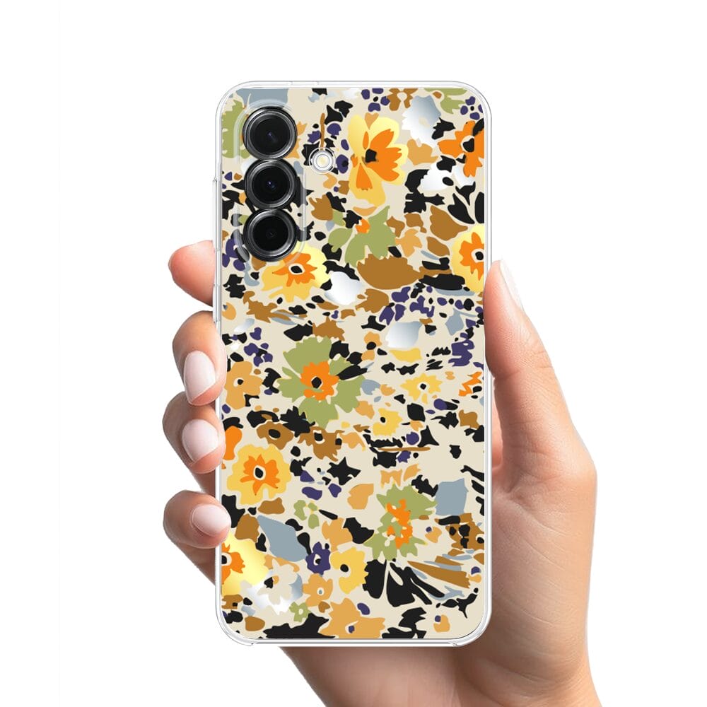 Etui do Samsung Galaxy A36 5G przeźroczyste, silikonowe Flexi, malowane kwiatki - obrazek 2
