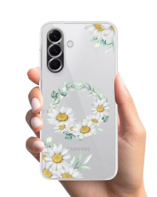 Etui do Samsung Galaxy A56 5G przeźroczyste, silikonowe Flexi, wianek stokrotek