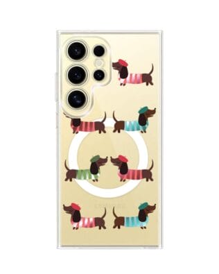 Etui do Samsung Galaxy S24 Ultra z MagSafe przeźroczyste, silikonowe Flexi, jamnik w Paryżu