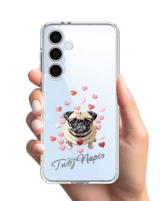 Etui do Samsung Galaxy S24 FE przeźroczyste, silikonowe Flexi, Puppy Love, pies rasy Mops
