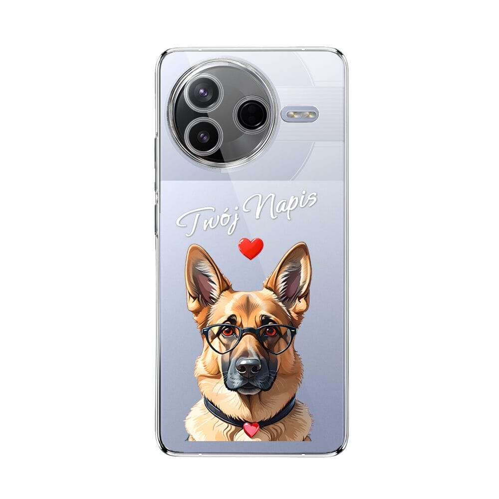 Etui do Xiaomi POCO F7 Pro przeźroczyste, silikonowe Flexi, Puppy Love, pies rasy Owczarek Niemiecki