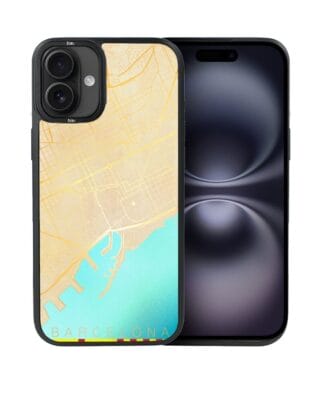 Etui do iPhone 16 IBIZU DropGuard Matt z MagSafe, Mapy Świata, Barcelona