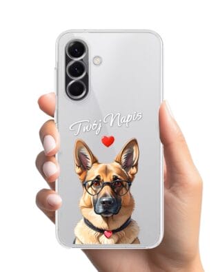 Etui do Samsung Galaxy A56 5G przeźroczyste, silikonowe Flexi, Puppy Love, pies rasy Owczarek Niemiecki
