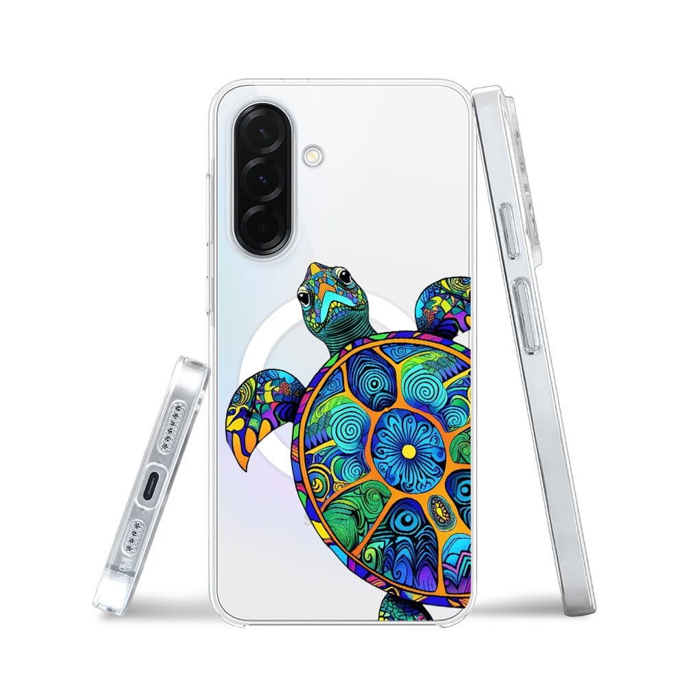 Etui do Samsung Galaxy A36 5G z MagSafe przeźroczyste, silikonowe Flexi, Dzika Mandala, Żółw - obrazek 3
