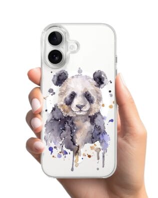Etui do iPhone 16 z MagSafe przeźroczyste, silikonowe Flexi, Akwarelowe Zoo, Panda