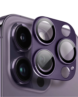 Metalowa osłona na cały aparat z wbudowanymi szkłami do iPhone 14 Pro Max, purpurowa