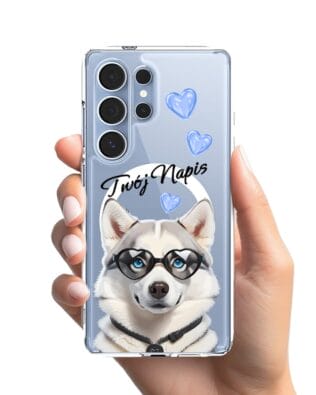 Etui do Samsung Galaxy S25 Ultra z MagSafe przeźroczyste, silikonowe Flexi, Puppy Love, pies rasy Husky