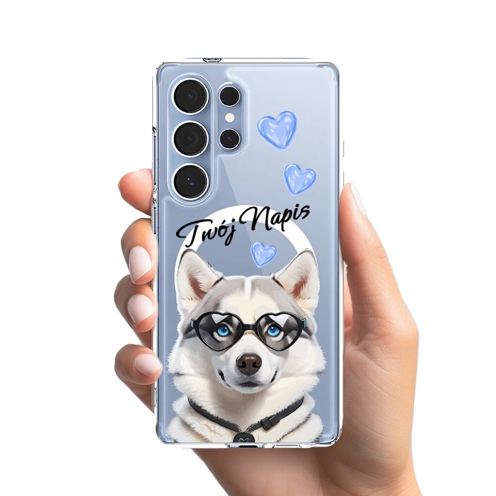 Etui do Samsung Galaxy S25 Ultra z MagSafe przeźroczyste, silikonowe Flexi, Puppy Love, pies rasy Husky - obrazek 2