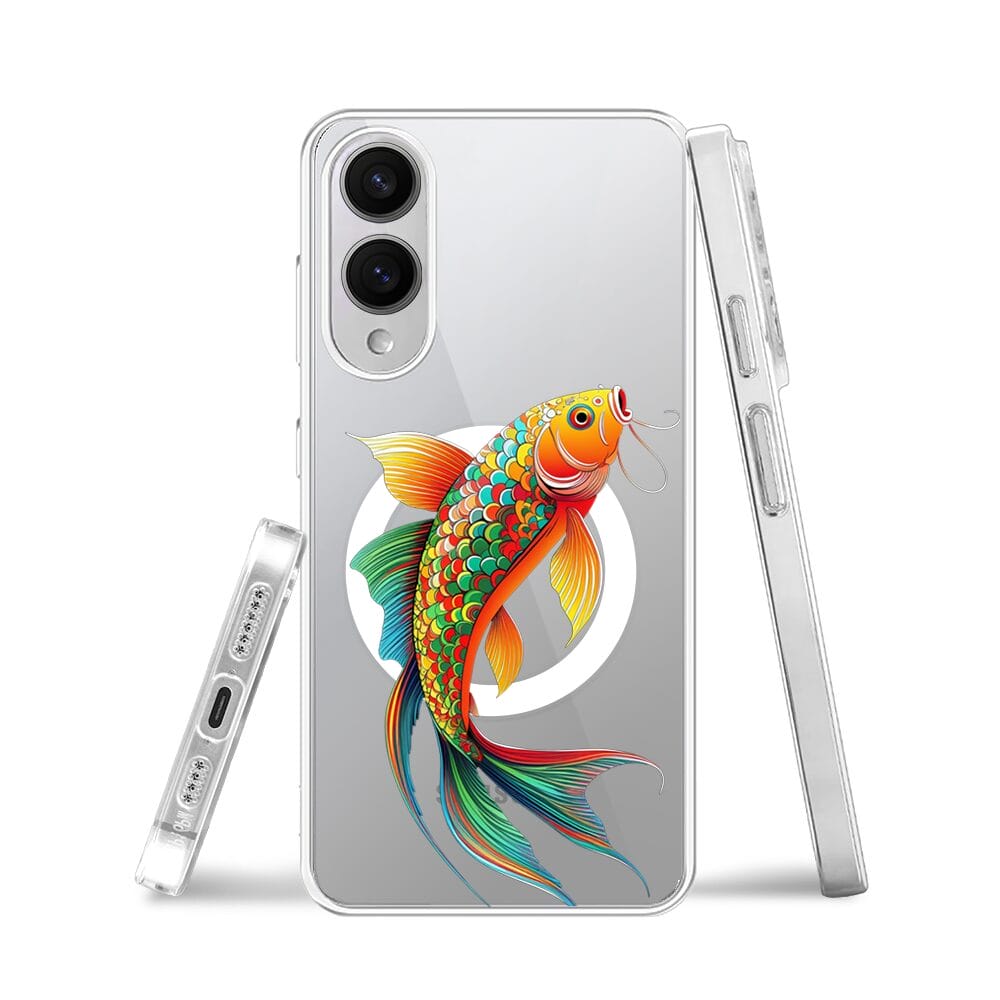 Etui do Samsung Galaxy S25 Edge z MagSafe przeźroczyste, silikonowe Flexi, Dzika Mandala, Złota ryba - obrazek 3