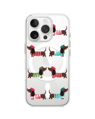 Etui do iPhone 13 Pro Max z MagSafe przeźroczyste, silikonowe Flexi, jamnik w Paryżu