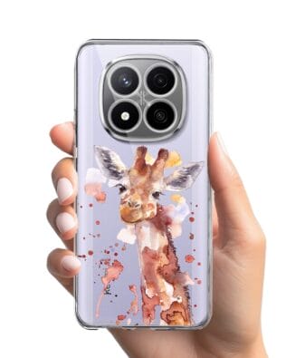 Etui do Xiaomi Redmi Note 14 Pro 4G przeźroczyste, silikonowe Flexi, Akwarelowe Zoo, Żyrafa