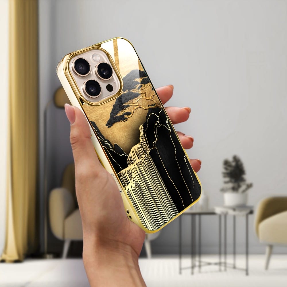 Etui do iPhone 16 Pro IBIZU Elite Glass z MagSafe Magia Azji, Złoty wodospad, złote - obrazek 5