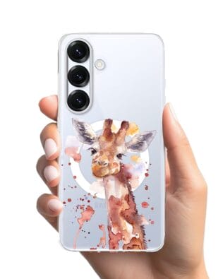 Etui do Samsung Galaxy S25 z MagSafe przeźroczyste, silikonowe Flexi, Akwarelowe Zoo, Żyrafa