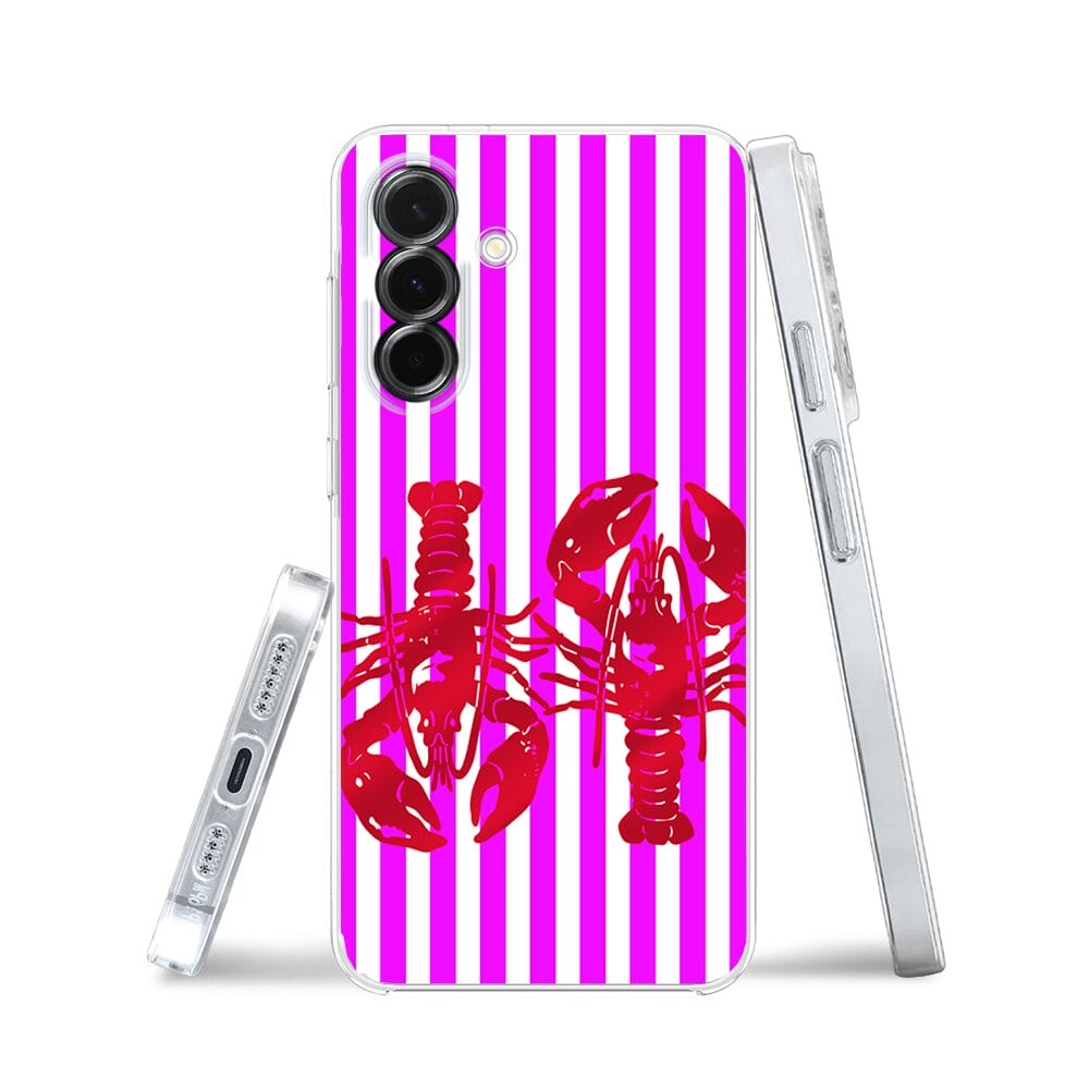 Etui do Samsung Galaxy A36 5G przeźroczyste, silikonowe Flexi, kraby z różowymi paskami - obrazek 3