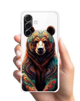 Etui do Samsung Galaxy A26 5G przeźroczyste, silikonowe Flexi, Dzika Mandala, Niedźwiedź