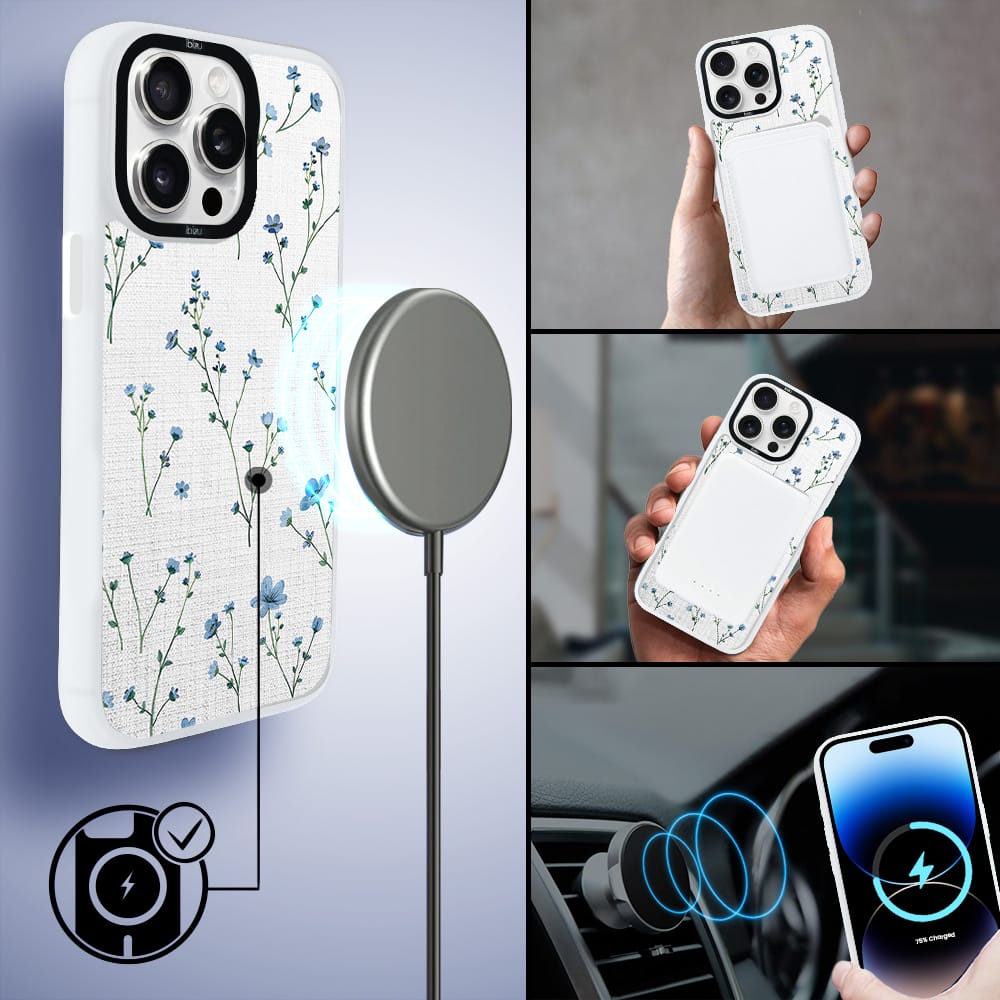 Etui do iPhone 14 Pro IBIZU DropGuard Matt z MagSafe, Pastel Bloom, Niebieski sen - obrazek 8