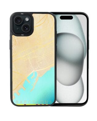 Etui do iPhone 15 Plus IBIZU DropGuard Matt z MagSafe, Mapy Świata, Barcelona