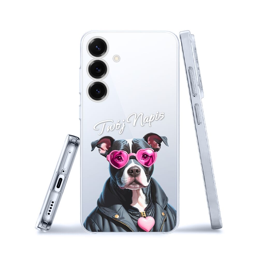 Etui do Samsung Galaxy S25 przeźroczyste, silikonowe Flexi, Puppy Love, pies rasy Amstaff - obrazek 3