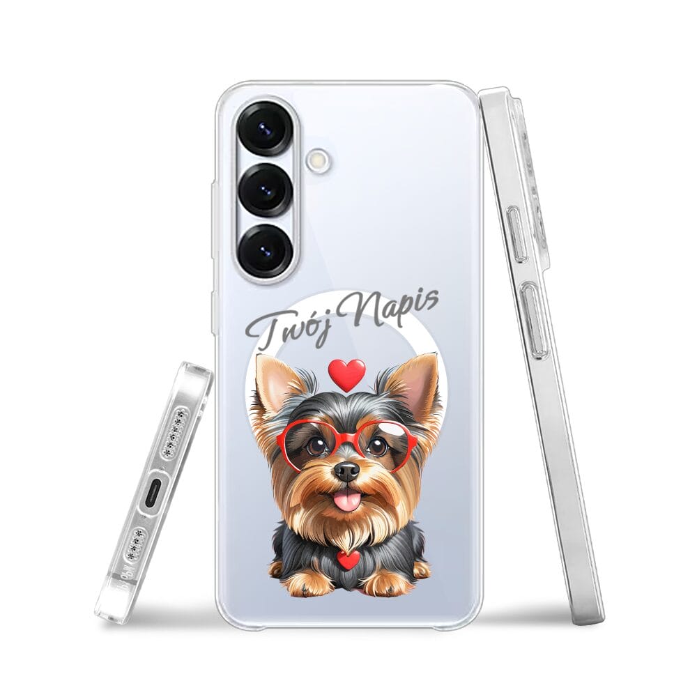 Etui do Samsung Galaxy S25 Plus z MagSafe przeźroczyste, silikonowe Flexi, Puppy Love, pies rasy York - obrazek 3