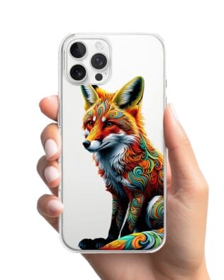 Etui do iPhone 12 Pro przeźroczyste, silikonowe Flexi, Dzika Mandala, Lis