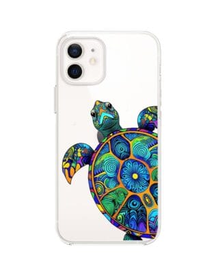 Etui do iPhone 12 Mini przeźroczyste, silikonowe Flexi, Dzika Mandala, Żółw