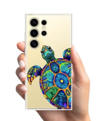 Etui do Samsung Galaxy S24 Ultra przeźroczyste, silikonowe Flexi, Dzika Mandala, Żółw