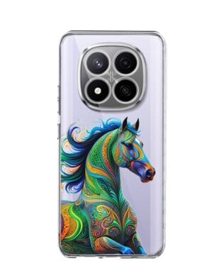 Etui do Xiaomi Redmi Note 14 Pro 4G przeźroczyste, silikonowe Flexi, Dzika Mandala, Koń