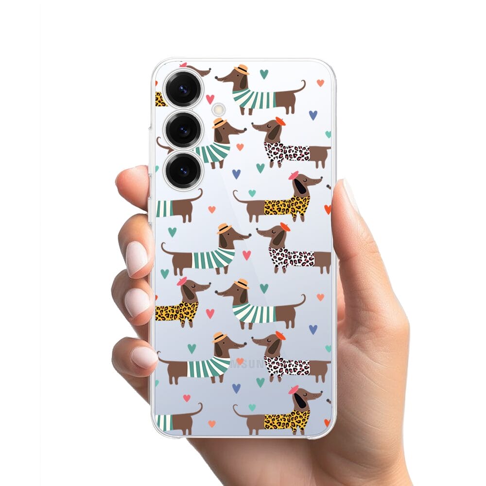 Etui do Samsung Galaxy S25 Plus przeźroczyste, silikonowe Flexi, zakochane jamniki - obrazek 2