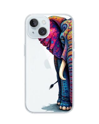 Etui do iPhone 15 Plus przeźroczyste, silikonowe Flexi, Dzika Mandala, Słoń