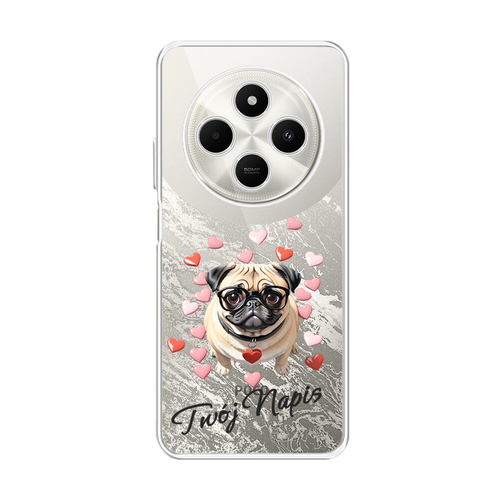 Etui do Xiaomi POCO C75 przeźroczyste, silikonowe Flexi, Puppy Love, pies rasy Mops