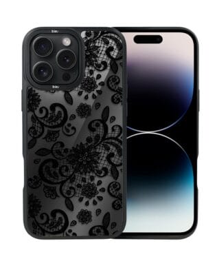 Etui do iPhone 14 Pro IBIZU DropGuard Matt z MagSafe, Midnight, Koronkowa czerń